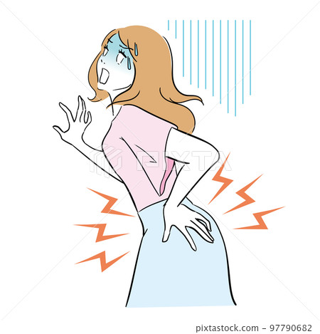 A woman who faints in agony with a strained back A woman who faints in agony with a strained back 97790682