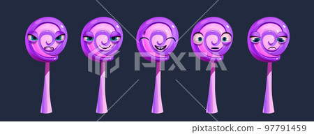 Spiral lollipop character, twisted candy on stick 97791459