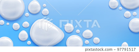 Cream or milk drops on blue background, cosmetics 97791517