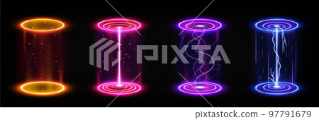 Futuristic portals, magic hologram teleports set 97791679