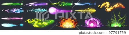 Space guns vfx effect, laser blasters with beams 97791739