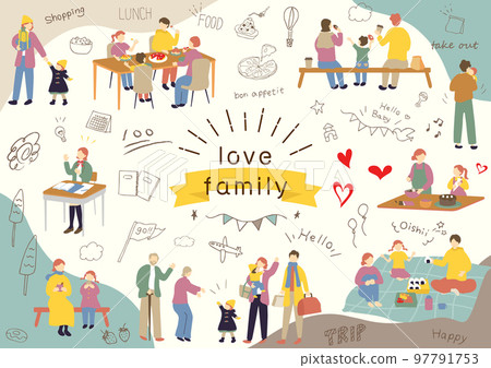 家庭插畫素材合集 97791753