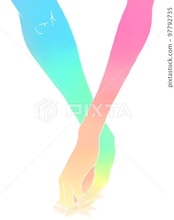 Family image-men and women holding hands (watercolor) 97792735