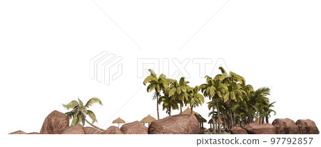 Island in the ocean Isolated on white background 3d illustration Island in the ocean Isolated on white background 3d illustration 97792857
