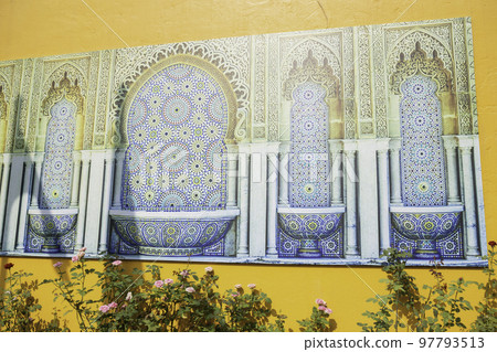 Botanical garden green branches of plant pot 97793513