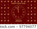 christmas clock on a festive red background. 2023 new year 97794077