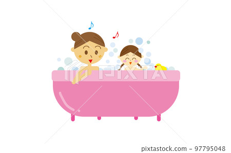 Illustration of a mother happily taking a bubble bath with her daughter Bath time Bathing Parenting Family Living Illustration of a mother happily taking a bubble bath with her daughter Bath time Bathing Parenting Family Living 97795048
