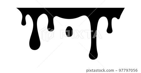 Drip of honey, melt drop. Black chocolate. Vector ink paint liquid. Sause syrip shape set 97797056
