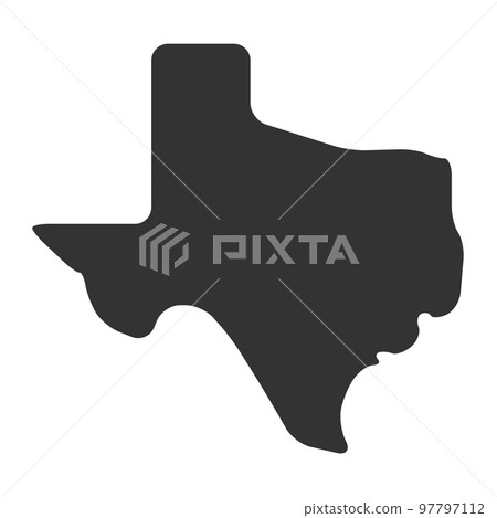 Texas state of United States of America, USA. Simplified thick black silhouette map with rounded corners. Simple flat vector illustration 97797112