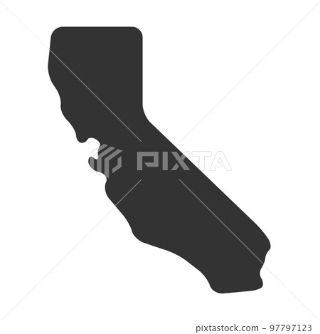 California state of United States of America, USA. Simplified thick black silhouette map with rounded corners. Simple flat vector illustration California state of United States of America, USA. Simplified thick black silhouette map with rounded corners. Simple flat vector illustration 97797123