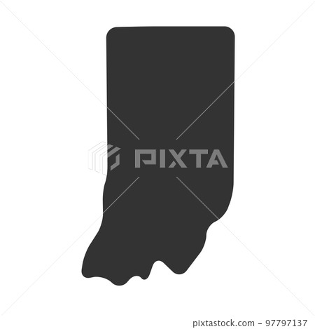 Indiana state of United States of America, USA. Simplified thick black silhouette map with rounded corners. Simple flat vector illustration Indiana state of United States of America, USA. Simplified thick black silhouette map with rounded corners. Simple flat vector illustration 97797137
