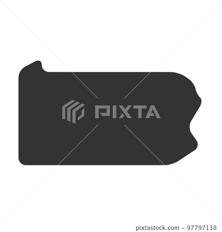 Pennsylvania state of United States of America, USA. Simplified thick black silhouette map with rounded corners. Simple flat vector illustration Pennsylvania state of United States of America, USA. Simplified thick black silhouette map with rounded corners. Simple flat vector illustration 97797138