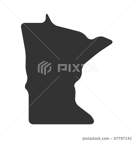 Minnesota state of United States of America, USA. Simplified thick black silhouette map with rounded corners. Simple flat vector illustration 97797142