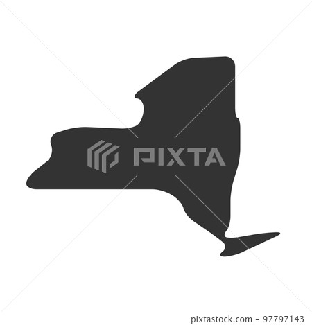 New York state of United States of America, USA. Simplified thick black silhouette map with rounded corners. Simple flat vector illustration 97797143