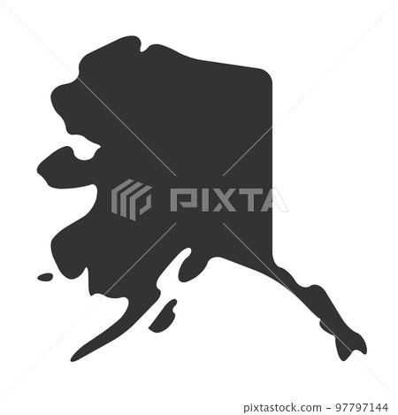 Alaska state of United States of America, USA. Simplified thick black silhouette map with rounded corners. Simple flat vector illustration 97797144