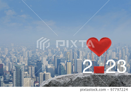 Happy new year and valentines day 2023 concept Happy new year and valentines day 2023 concept 97797224