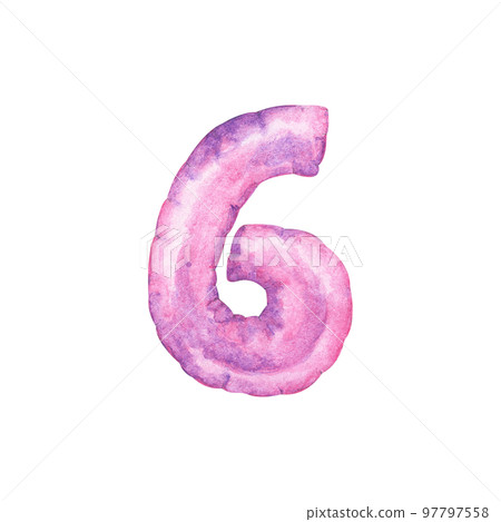 Alphabet numbers. watercolor illustration. 97797558