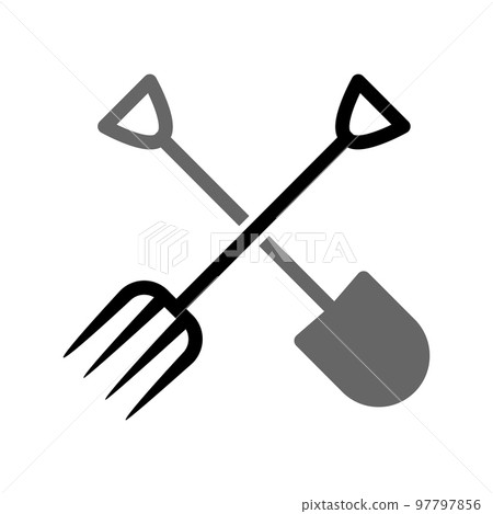 Illustration Vector Graphic of Shovel and Fork Icon Illustration Vector Graphic of Shovel and Fork Icon 97797856
