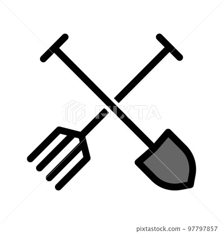 Illustration Vector Graphic of Shovel and Fork Icon Illustration Vector Graphic of Shovel and Fork Icon 97797857