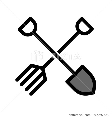 Illustration Vector Graphic of Shovel and Fork Icon Illustration Vector Graphic of Shovel and Fork Icon 97797859