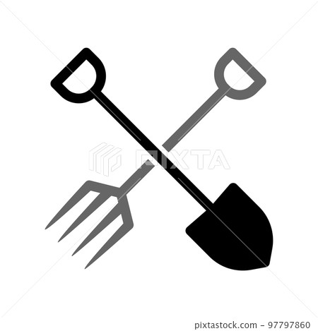 Illustration Vector Graphic of Shovel and Fork Icon Illustration Vector Graphic of Shovel and Fork Icon 97797860