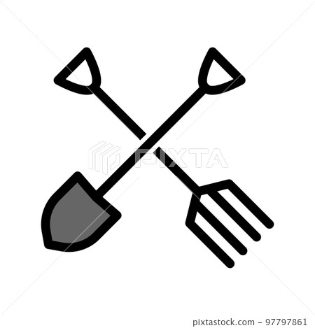 Illustration Vector Graphic of Shovel and Fork Icon Illustration Vector Graphic of Shovel and Fork Icon 97797861
