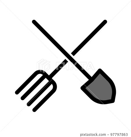 Illustration Vector Graphic of Shovel and Fork Icon Illustration Vector Graphic of Shovel and Fork Icon 97797863