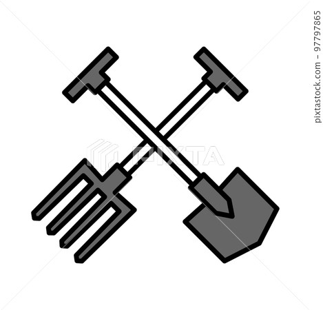 Illustration Vector Graphic of Shovel and Fork Icon Illustration Vector Graphic of Shovel and Fork Icon 97797865
