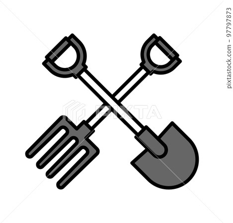Illustration Vector Graphic of Shovel and Fork Icon Illustration Vector Graphic of Shovel and Fork Icon 97797873