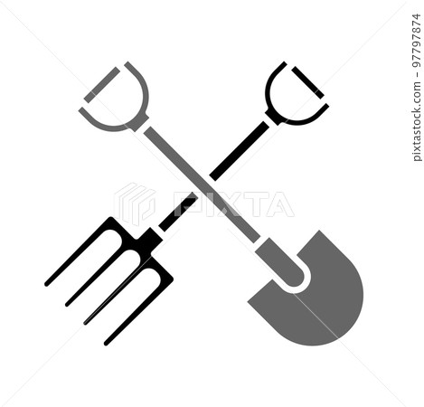 Illustration Vector Graphic of Shovel and Fork Icon Illustration Vector Graphic of Shovel and Fork Icon 97797874
