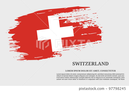 Switzerland flag grunge brush and poster, vector 97798245