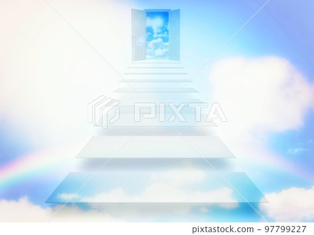 通往天堂的階梯的 3d 插圖 通往天堂的階梯的 3d 插圖 97799227