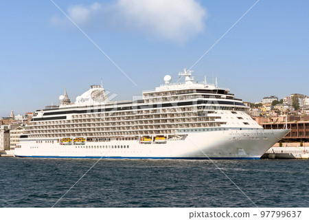 Seven Seas Explorer, Huge cruise ship docked at Galataport, Bosphorus ditrict, Karakoy, Istanbul, Turkey 97799637