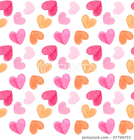 可愛的心形標記圖案手繪水彩插圖心形圖案 97799703