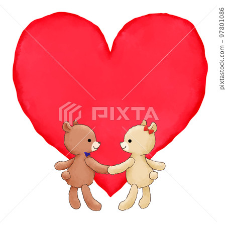 Bears holding hands different colors background heart Bears holding hands different colors background heart 97801086