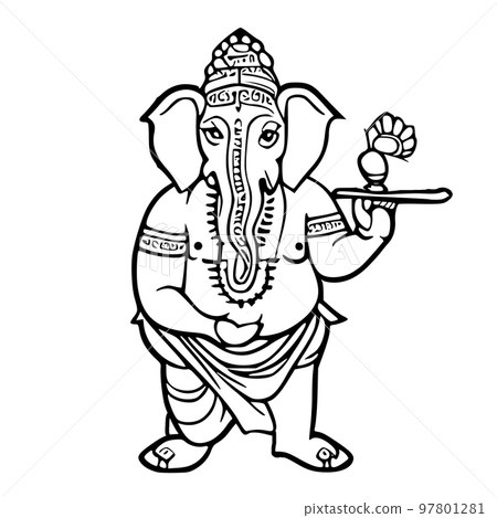 Ganesha 是一個男孩，拿著一個托盤 97801281