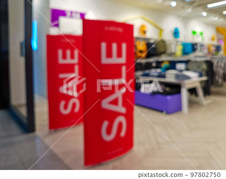 Blurred image of scanner entrance gate for prevent theft in clothing store. 97802750