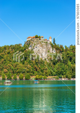 Lake Bled with the Medieval Bled Castle - Julian Alps Slovenia 97803085