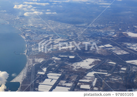 Snow scene over Chitose in winter 97803105