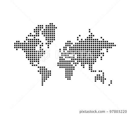 Pixel world map, design. Planet earth continents and oceans, vector design and illustration Pixel world map, design. Planet earth continents and oceans, vector design and illustration 97803220