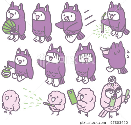 貓頭鷹角色素材貓頭鷹小雞 97803420