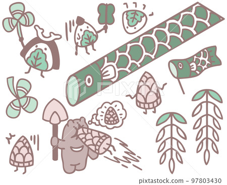 Image of May: Kashiwamochi, carp streamers, bamboo shoots, and wisteria 97803430