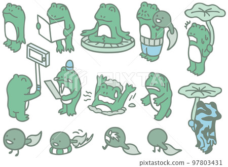 Frog character tadpole frog whole body pose 97803431