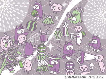 Fireworks July image Tanabata Festival Owl Alien Fireworks July image Tanabata Festival Owl Alien 97803447