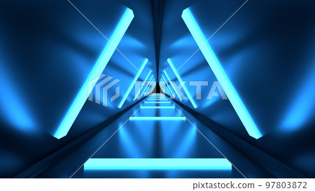 3D illustration of a corridor illuminated with fantastic lights 3D illustration of a corridor illuminated with fantastic lights 97803872