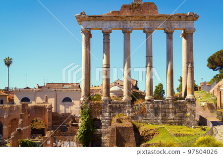 Ancient Temple of Saturn in Roman Forum, Rome, Italy 97804026