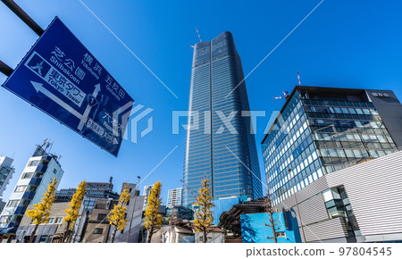 Tokyo cityscape in Japan Looking at Toranomon / Azabudai project etc. 97804545