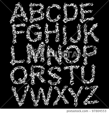 Divided grunge alphabet.White letters on black background.Vector art font. Divided grunge alphabet.White letters on black background.Vector art font. 97804553