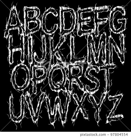 Witchcraft font.White alphabet on black background. Witchcraft font.White alphabet on black background. 97804554