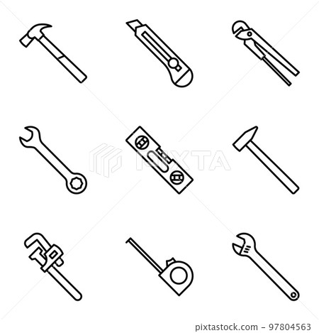 Repair and construction icons set. Equipment and tools isolated on a white background. 97804563